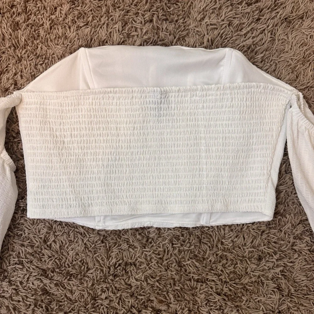 Wild Fable Target Balloon long sleeve‎ off shoulder corset top White Size S NEW! - Picture 8 of 10